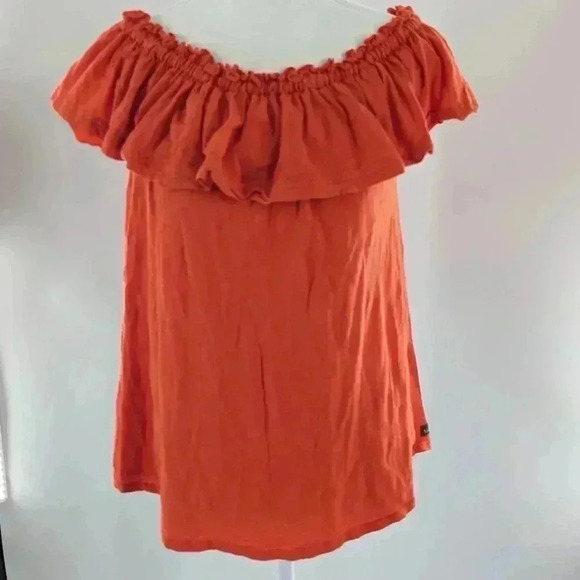 Matilda Jane Orange Off The Shoulder Top Size Small Ruffle Sleeve - Picture 1 of 12